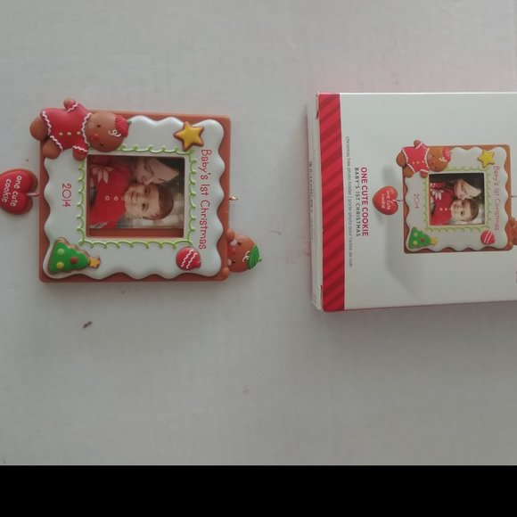 Hallmark Photo Holder Ornament One Cute Cookie Baby/'s First Christmas 2014 NIB